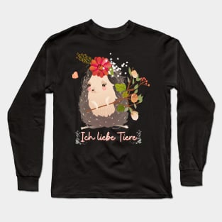 Igel Liebe Tiere Prinzessin Blumen Süß Long Sleeve T-Shirt